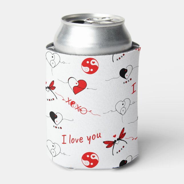 Enfriador De Latas XOXO, te amo y los corazones (Lata Anverso)