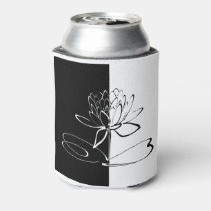 Enfriador De Latas Yin Yang Black White Lotus Blossom