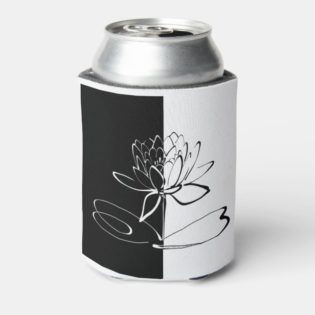 Enfriador De Latas Yin Yang Black White Lotus Blossom (Reverso de la lata)