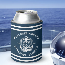 Enfriador De Latas Your Name of Boat Vintage Anchor