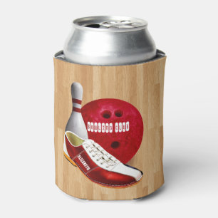 Enfriador De Latas Zapato de la bola de bolos y Pin con su nombre de