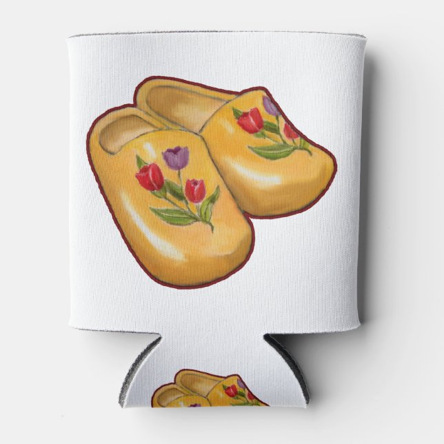 Enfriador De Latas Zapatos de madera, tulipanes, Holanda, arte (Anverso)