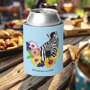 Enfriador De Latas Zebra Daisies Blue
