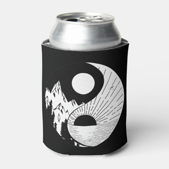 Enfriador De Latas Zen Yin Yang Blanco negro (Lata Anverso)