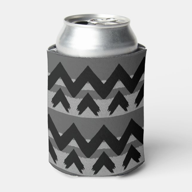 Enfriador De Latas Zig Zag Black Gray Pattern (Lata Anverso)