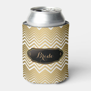 Enfriador De Latas Zigzag Chevron De Oro Y Blanco