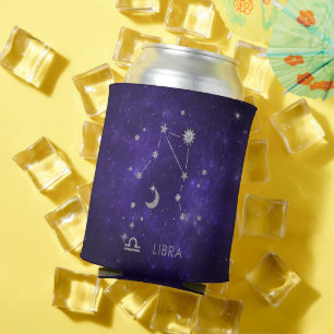Enfriador De Latas Zodiac Purple Libra   Horoscopio Astrológico Cósmi