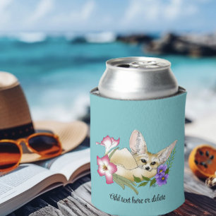 Enfriador De Latas Zorro Fennec Flores Rosadas Purpura Lindas Botánic