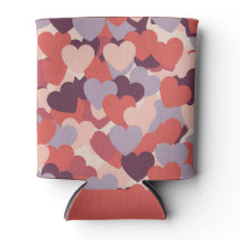 Enfriadores de latas corazones rosa rojo lavanda