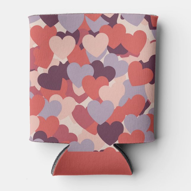 Enfriadores de latas corazones rosa rojo lavanda (Anverso)