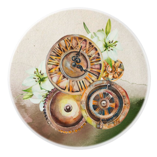 Engranajes de reloj Steampunk | Tiradores de cajón (Anverso)