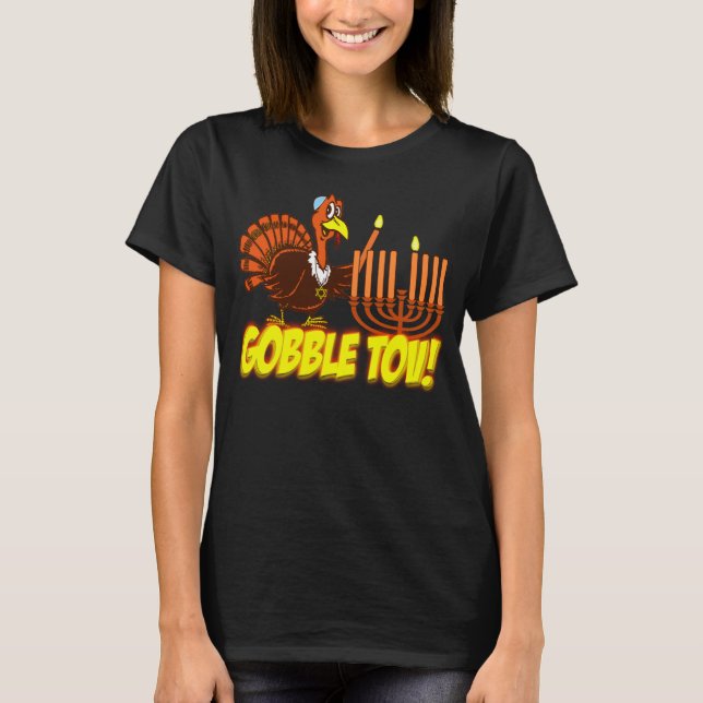 Engulla la camisa de Tov Thanksgivukkah Turquía (Anverso)