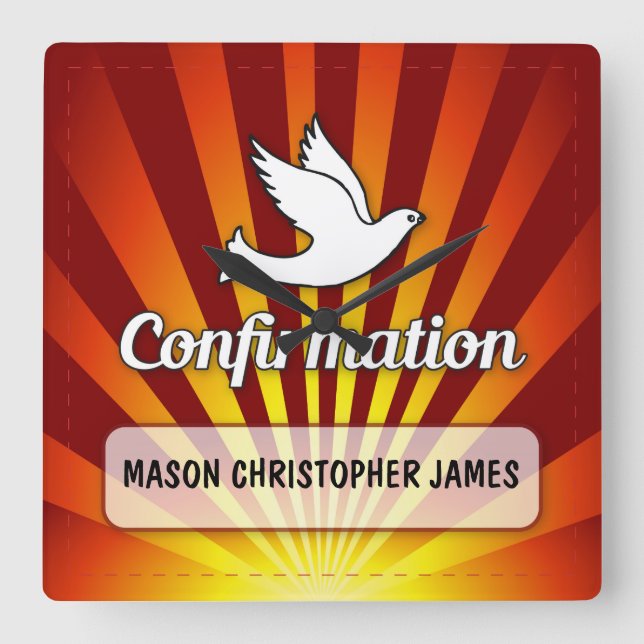 Enhorabuena Dove de confirmación, oro, reloj rojo (Anverso)