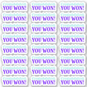 ¡Enhorabuena! ¡Ganaste! Pegatina de vinilo