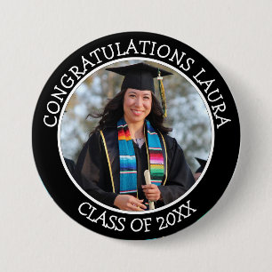 Enhorabuena Nombre del graduado y botón de foto