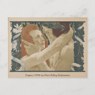 Enigma (1898) Pareja abrazándose Tarjeta postal an