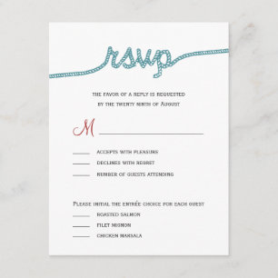 Enlazar las tarjetas RSVP de la boda del nudo