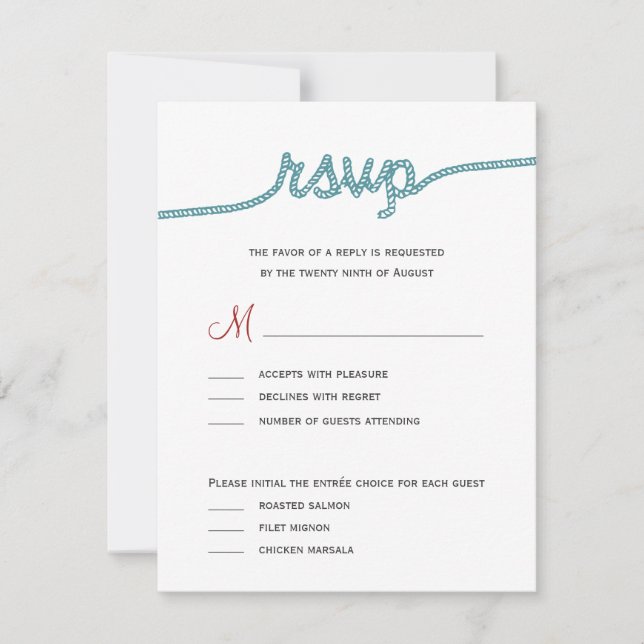 Enlazar las tarjetas RSVP de la boda del nudo (Anverso)