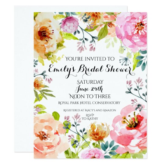 Enmarcado en floral invitación 10,8 x 13,9 cm