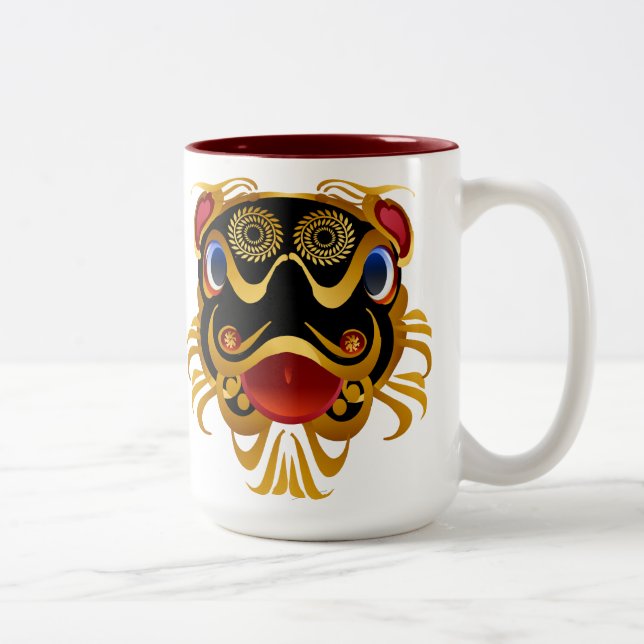 Ennegrezca 'las tazas chinas de la cara del dragón (Derecha)