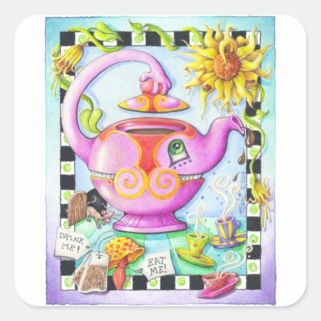 ENOJADO SOBRE LOS PEGATINAS DE LA FIESTA DEL TÉ (Anverso)