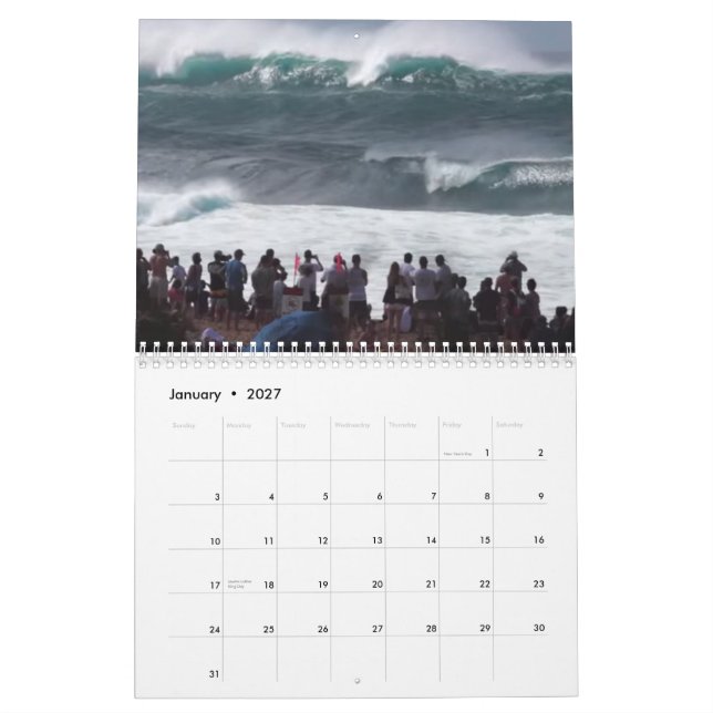 Enorme calendario de surf invernal de Gasoducto (Jan 2027)
