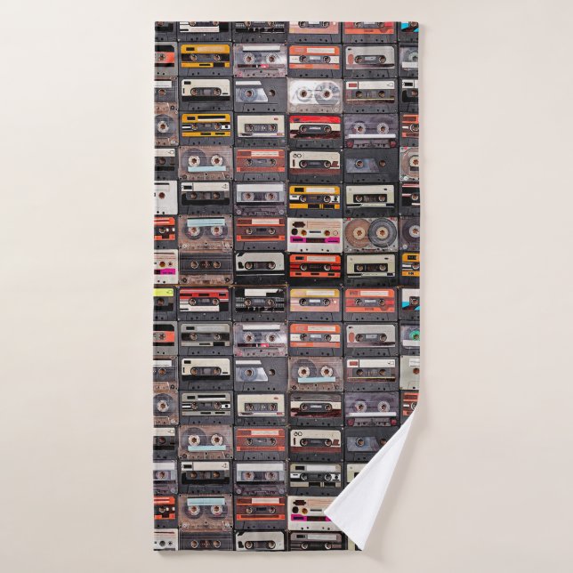 Enorme colección de cintas de audio. Música retro  (Toalla de baño)