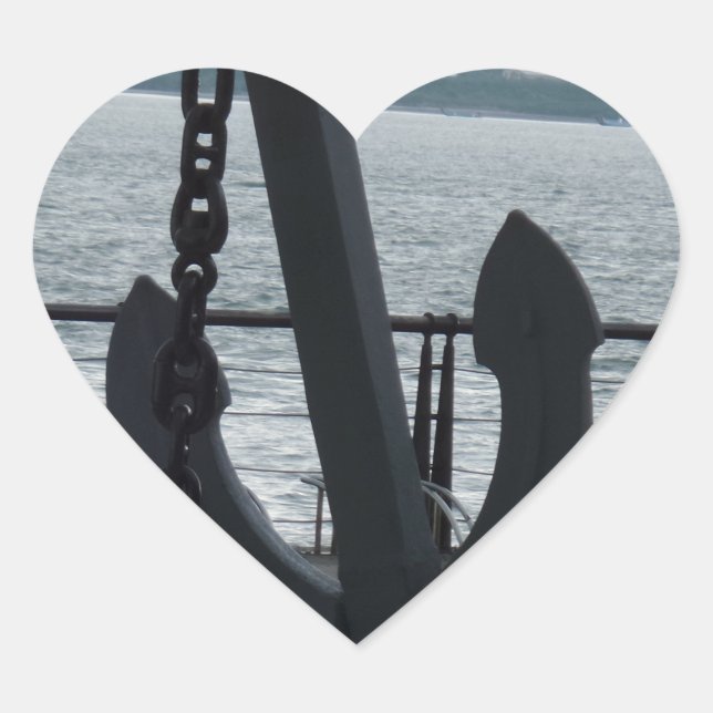 Enorme Pegatina del Corazón de Ancla (Anverso)