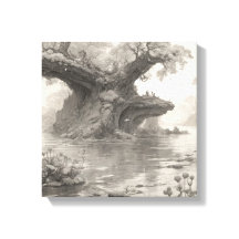 Enormes árboles Bosque y Lago Lápiz Arte