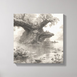 Enormes árboles Bosque y Lago Lápiz Arte