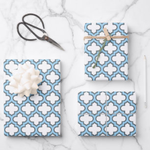 Enrejado blanco y azul bebé, celosía, cuatro hojas