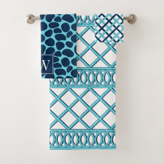 Enrejado Maximilista Elegante - Monograma Aqua y A