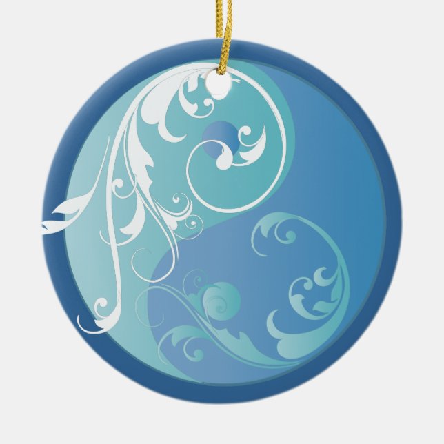 Enrollamiento del ornamento azul de Yin y de Yang (Frente)