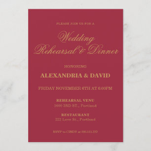 Ensayo boda y invitación a cenar negro rojo