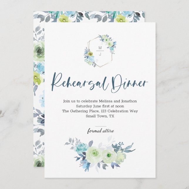 Ensayo de floral verde amarillo claro (Anverso / Reverso)