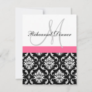 Ensayo Invitación a la cena Monograma Damasco Rosa
