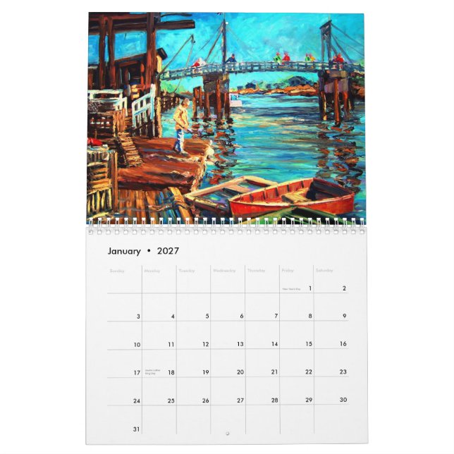 Ensenada de Perkins, Ogunquit, calendario de pared (Jan 2027)