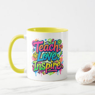 Enseñar. Amar. Inspirar. Taza con estilo de grafit