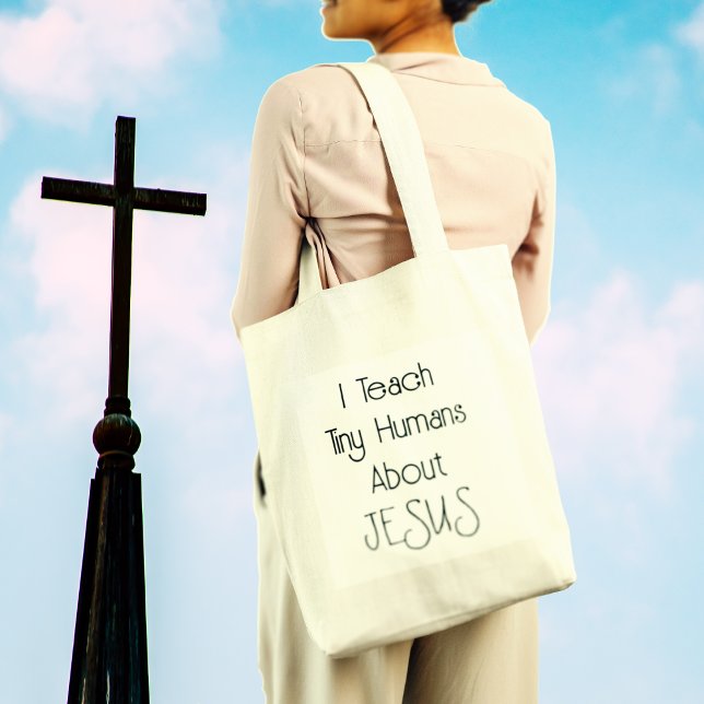 Enseño A Los Pequeños Humanos Acerca De La Bolsa D (Christian Teacher Church Tote Bag)