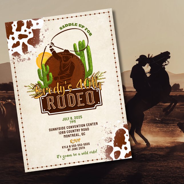 Ensíllate para un Rodeo – Invitación a Fiesta West (Western theme birthday invitation for men)