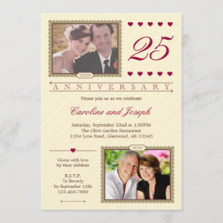 Entonces y ahora 25º aniversario Boda Invitación