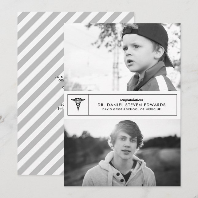 Entonces y ahora 2 Invitación a graduación de foto (Anverso / Reverso)