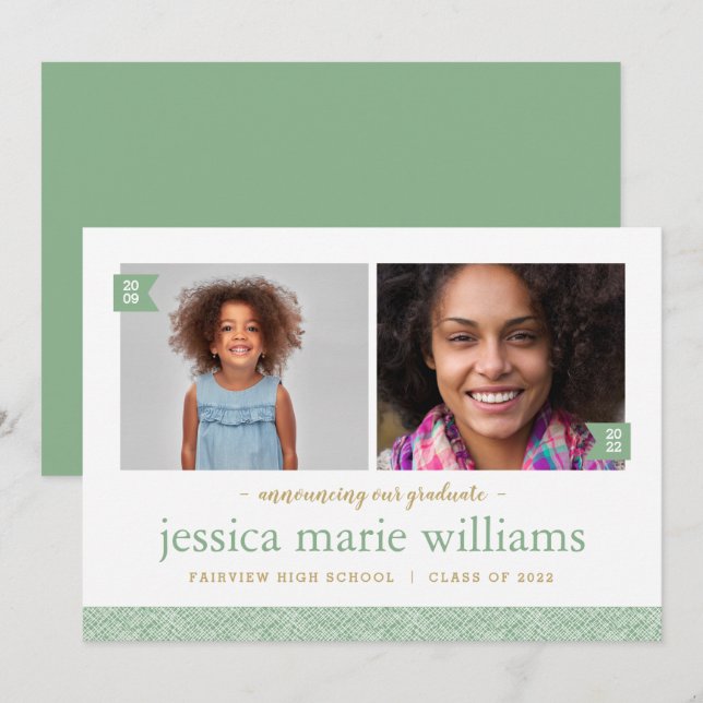 Entonces y ahora 2 Invitación de graduación de fot (Anverso / Reverso)