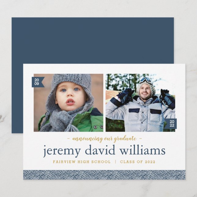 Entonces y ahora 2 Invitación de graduación de fot (Anverso / Reverso)