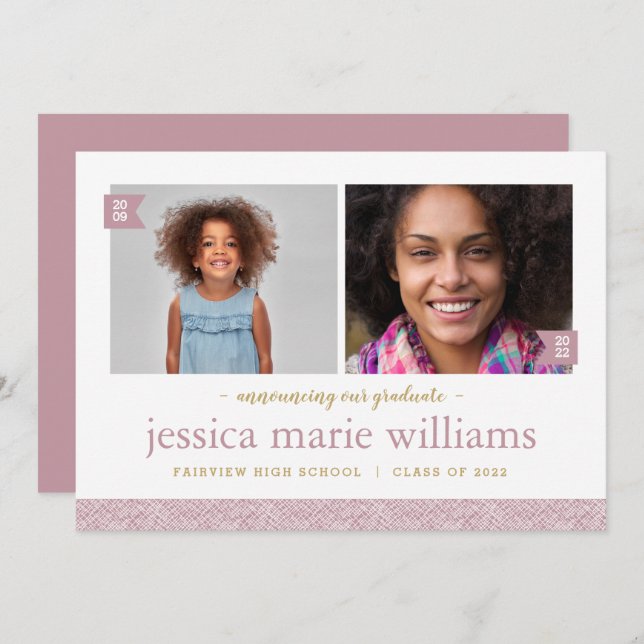 Entonces y ahora 2 Invitación de graduación de fot (Anverso / Reverso)