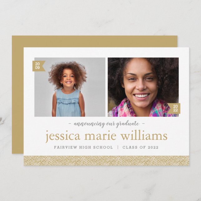 Entonces y ahora 2 Invitación de graduación de fot (Anverso / Reverso)