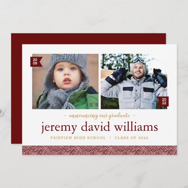 Entonces y ahora 2 Invitación de graduación de fot (Anverso / Reverso)