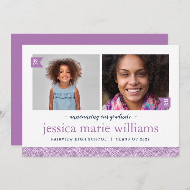 Entonces y ahora 2 Invitación de graduación de fot (Anverso / Reverso)