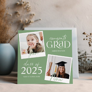 Entonces y Ahora Anuncio de graduación de 2 foto