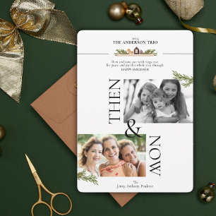 Entonces y ahora tarjeta fotográfica de vacaciones